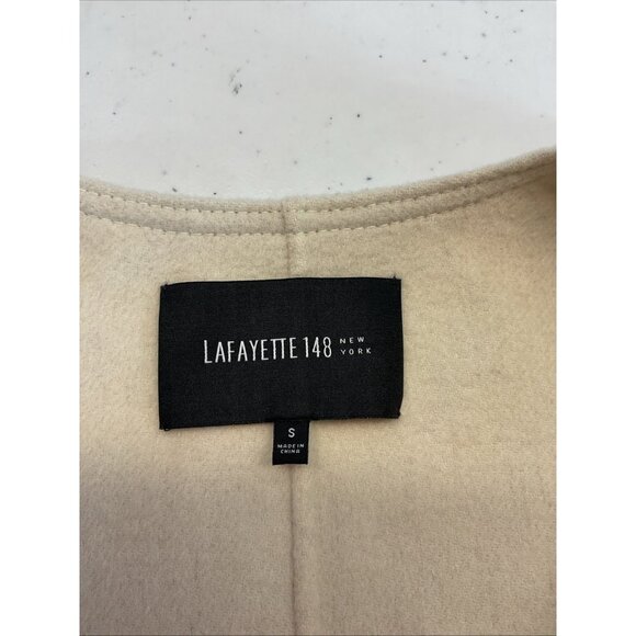 Lafayette 148 Sweater Open Front Cardigan Cashmere/ Wool Ivory Gray size SM - Picture 3 of 8